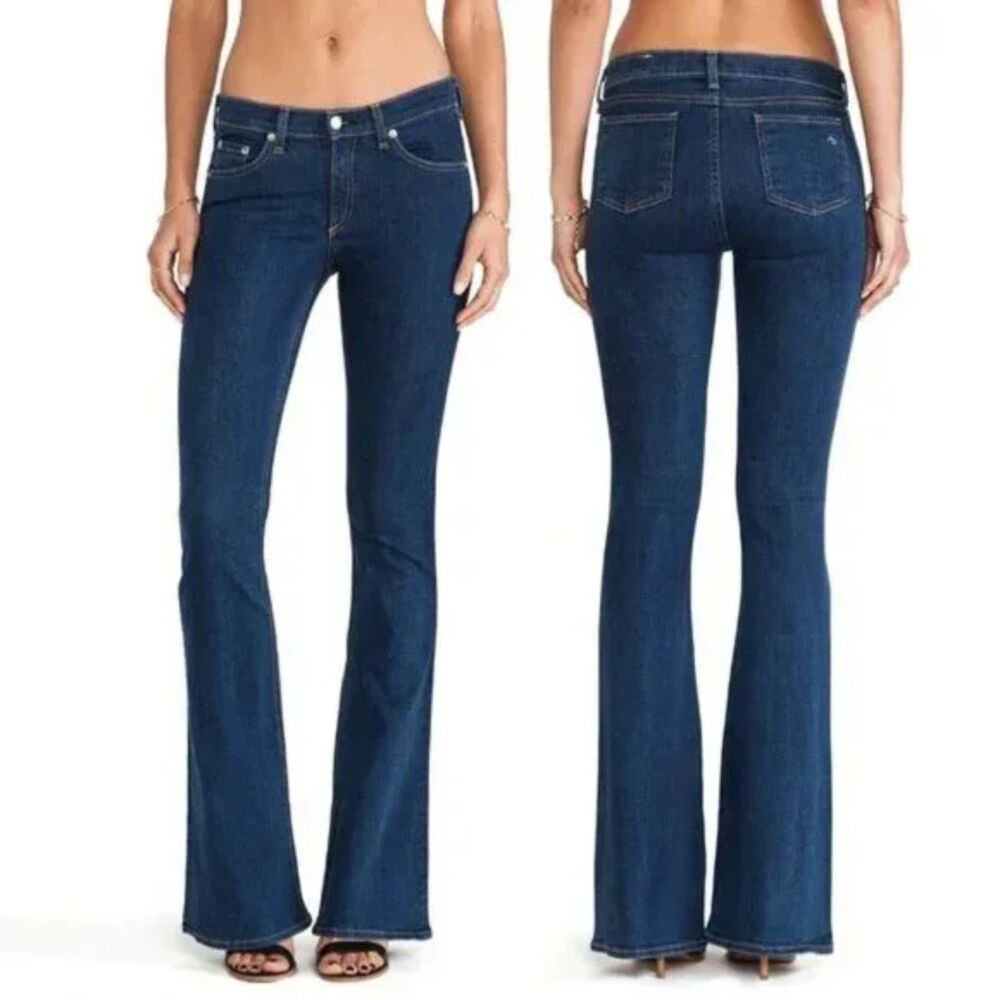 Rag & Bone Elephant Bell Jeans Womens 30 Blue Dark Wash Flare Stretch Denim